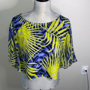 NWOT Marciano 100% silk tropical crop top M